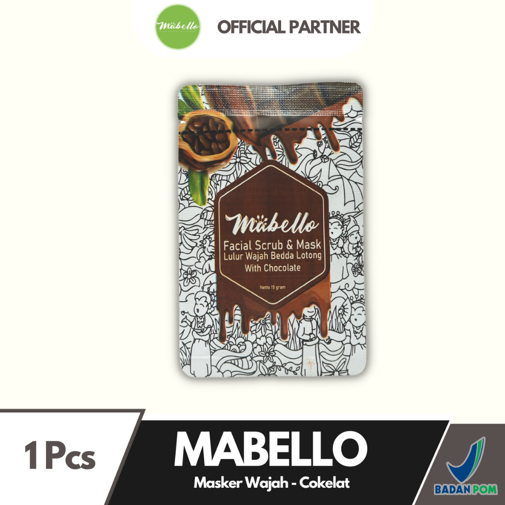Mabello Masker Coklat Face Mask Cokelat Membantu Mengecilkan Pori-Pori Dan Membersihkan Sel Kulit Mati