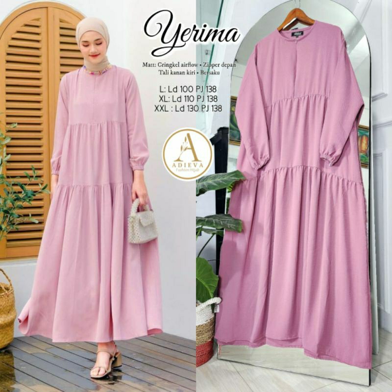 Yerima Dress Crinkle Airflow Polos by ADIEVA // 8.10 ready size L XL XXL Ld 100 - 130cm // Rempel Bu