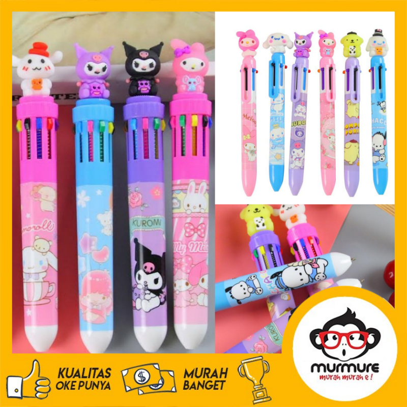 

MURMURE I PULPEN 10 WARNA PULPEN 6 WARNA KEPALA SANRIO PENA BULLPOINT