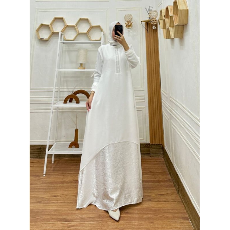 gamis/putih/mewah/jumbo/pesta/ceruty/polos/jaguar/rompi/outer/rayon