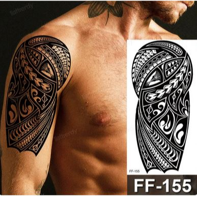 Tattoo triball temporary bahu lengan dada temporer ornamen suku maori mandala tatto tahan lama tato 
