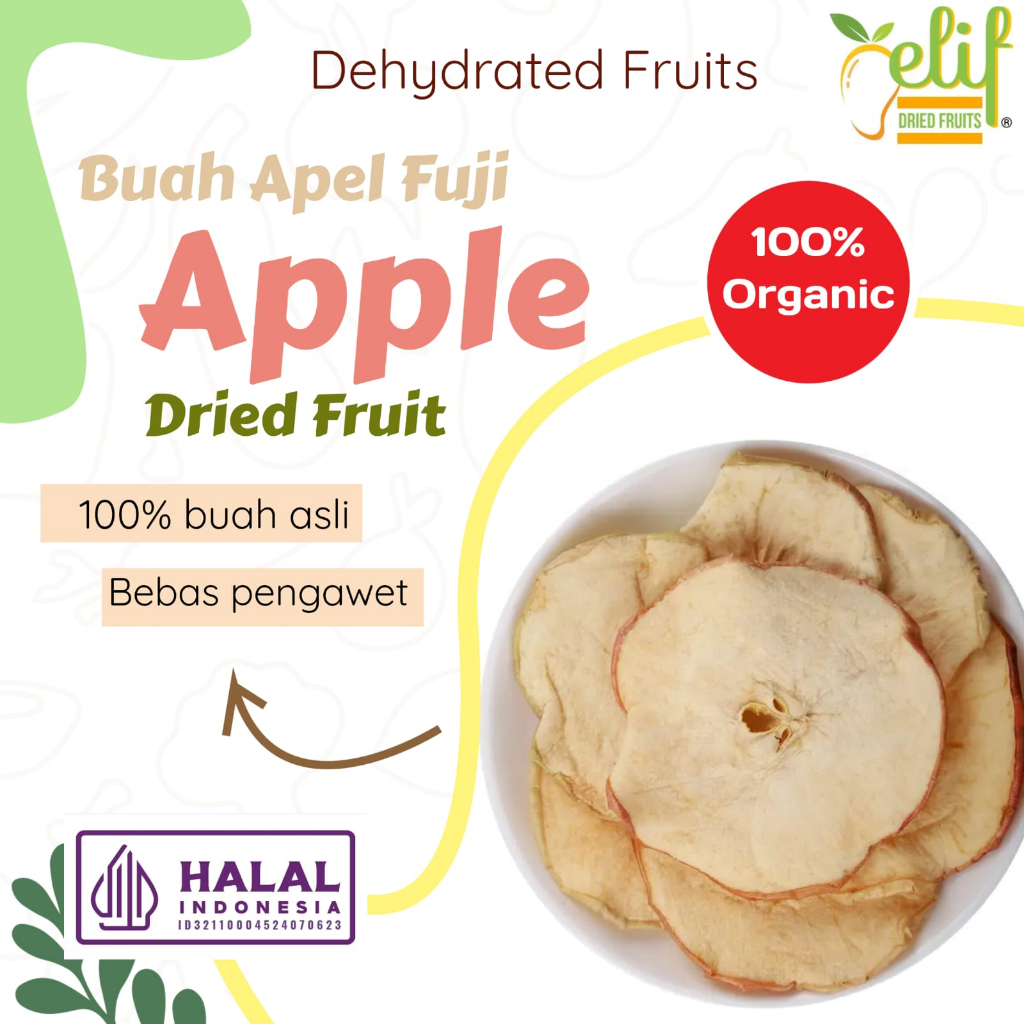 

ELIF FRUITS Big Pack Dried Apple Fuji Slice / Buah Apel Fuji Iris Kering