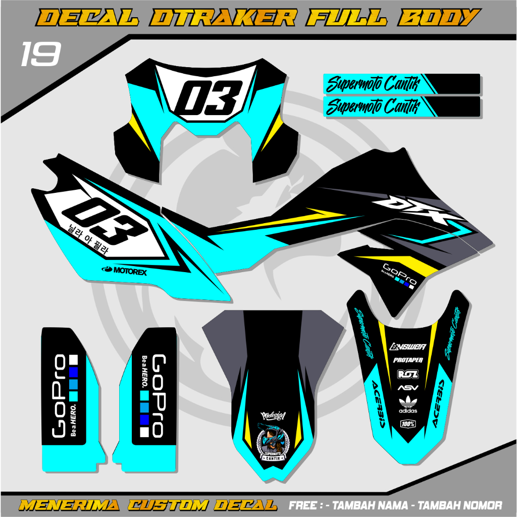 Stiker Decal Dtracker Dtx New Hologram 150 Full Body Biru Muda