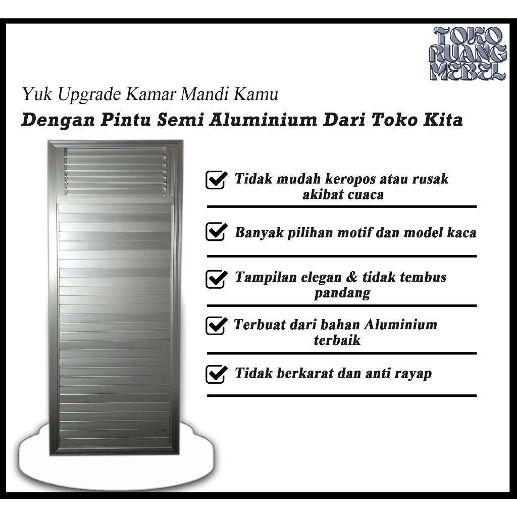 PINTU KAMAR MANDI ALUMINIUM VENTILASI/PINTU TOILET KAMAR MANDI/PINTU ALUMINIUM MINIMALIS (70X200) - VENTILASI SILVER