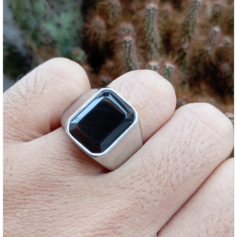 Cincin batu  akik yaman wulung kotak cutting natural
