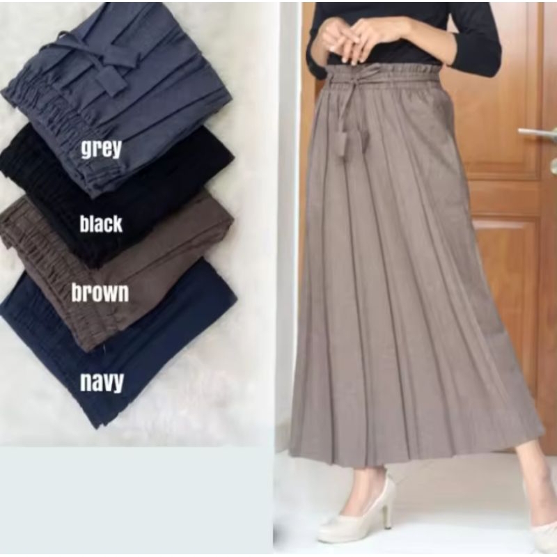 Rok Wanita Korea Plisket Model Tali Terbaru Kekinian