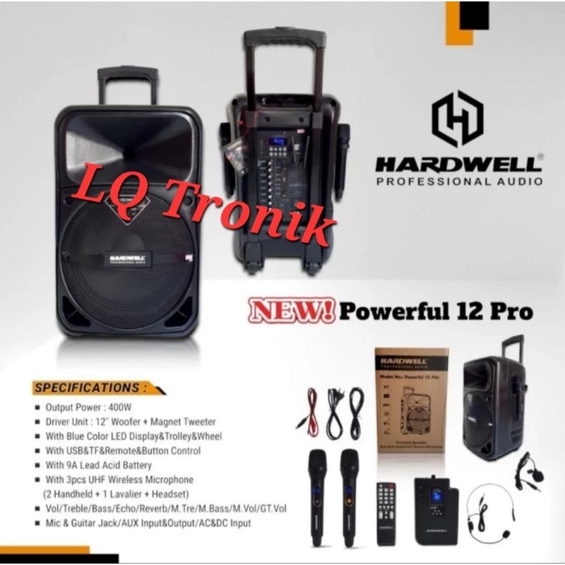 SPEAKER PORTABLE MURAH BASS 12 INCH HARDWELL POWERFULL USB BLUETOOTH 12 PRO