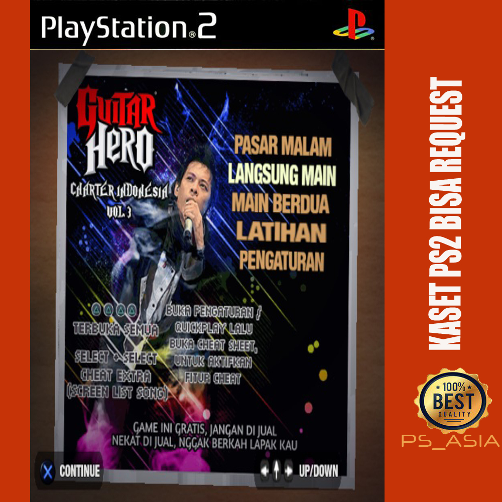 Kaset PS 2 GUITAR HERO CHARTER INDONESIA VOL 3 (2022) Gitar Hero