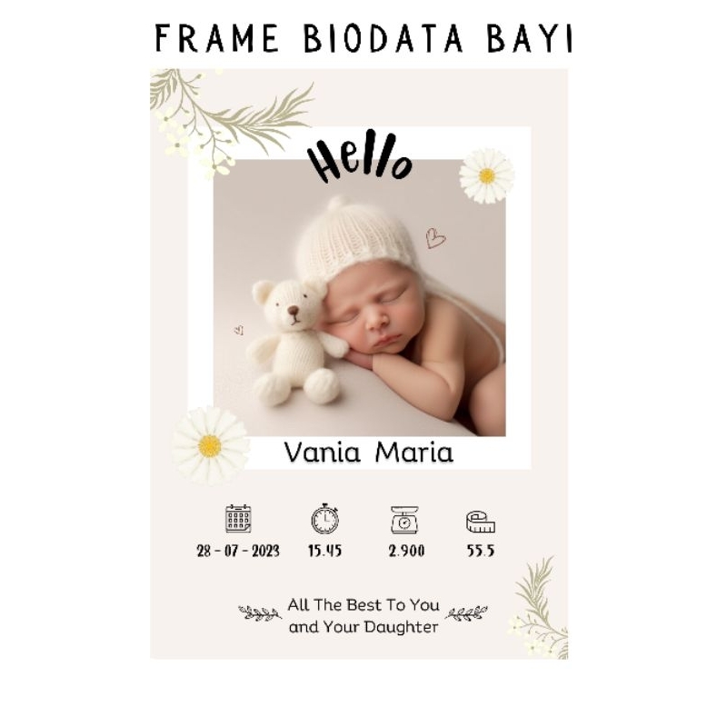 DESAIN + CETAK FOTO FRAME BIODATA BAYI