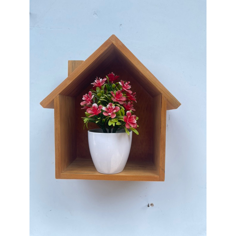 Rak kayu bentuk rumah/ dekorasi rumah/ hiasan rumah