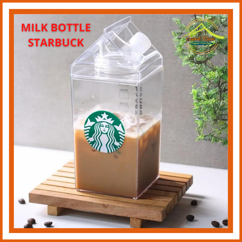 Botol Minum Starbuck/Bentuk Kotak Susu/Fridge Bottle Tumbler/Bahan Akrilik/Premium/1 Liter