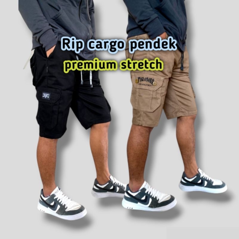 CELANA CARGO PENDEK PINGGANG KARET STRETCH PRIA
