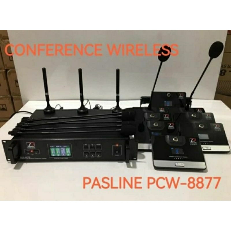 Mic wireless conference Pasline Pcw 8877/Pasline PCW 8877 paket 8 mic meja