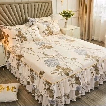 Sprei katun Rumbai motif ukuran 160x200/Sprei rumbai anti geser