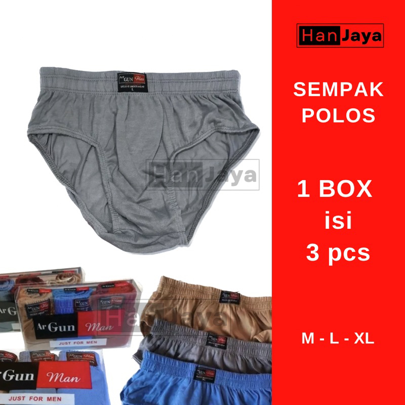 1 BOX (3pcs) CD PRIA POLOS TIPIS LEMBUT GUN MAN