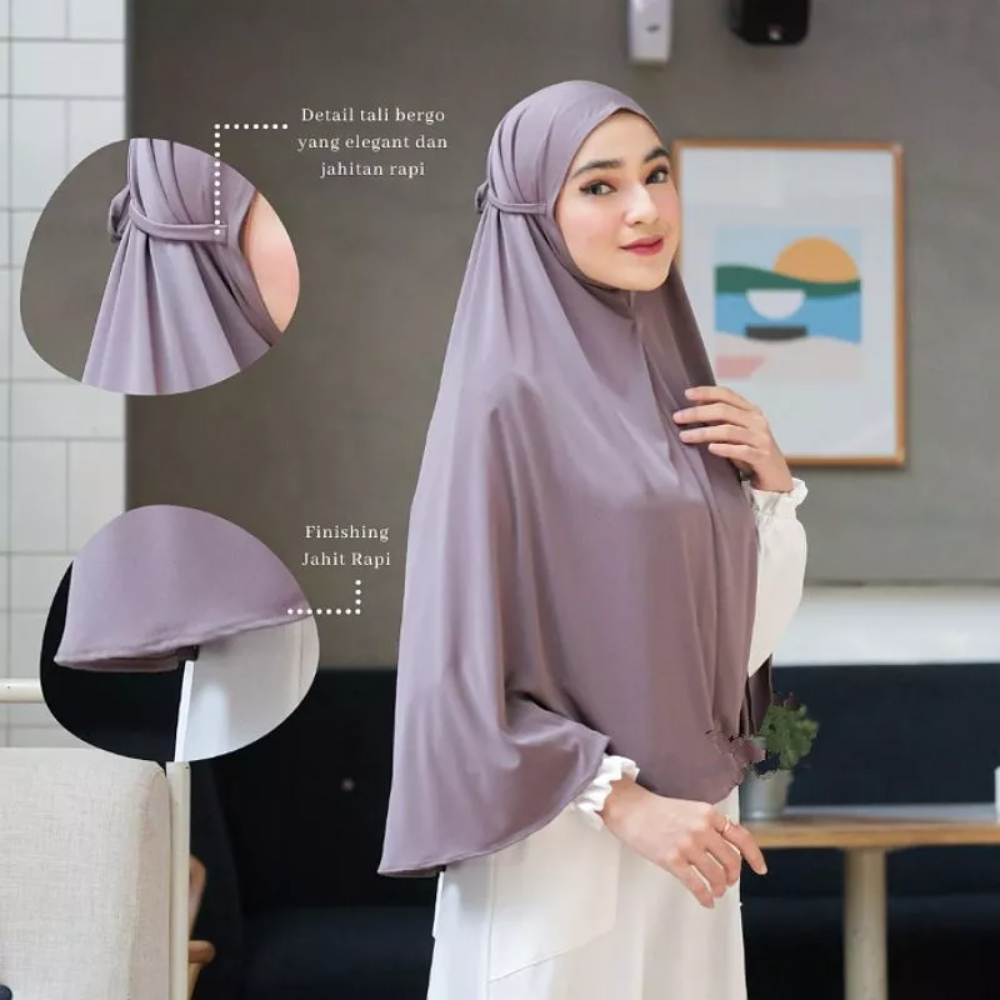 Hijab Khimar Jilbab Instan Kerudung Syari Bergo Tali Jumbo Jersey Aisyah XL Santai Panjang Muslim