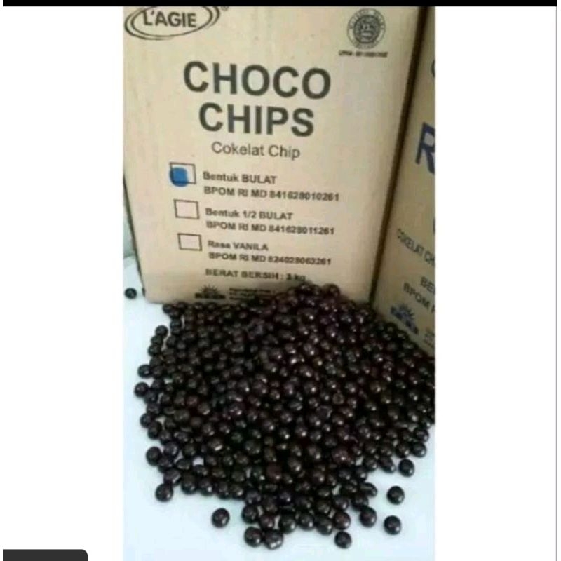 

Choco Chips L'agie Setengah Bulat 100gram