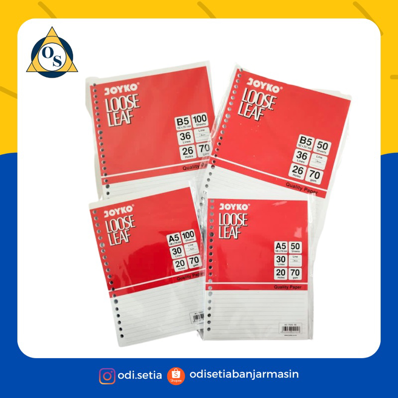 

LOOSE LEAF A5-100, A5-50, B5-50, B5-100 JOYKO
