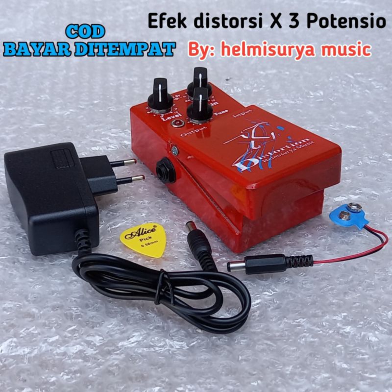 Efek gitar X distorsi dan adaptor