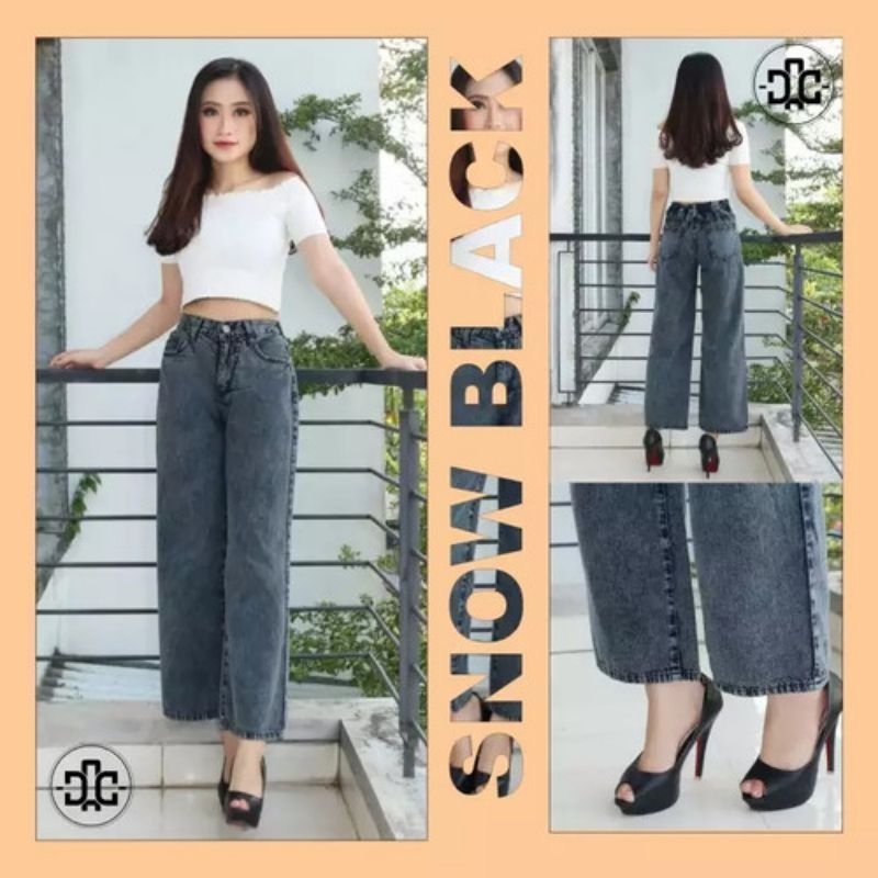 Celana Kulot Jeans Snow Black