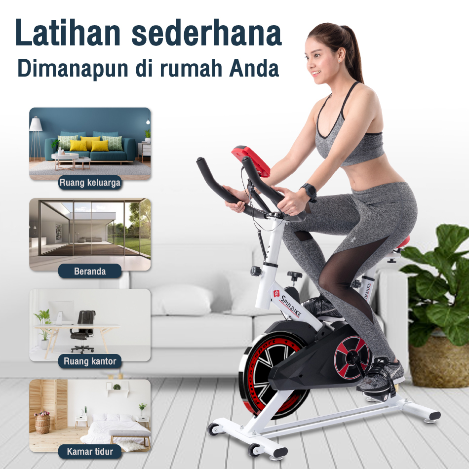 BG SPORT Sepeda Statis Kesehatan LED Spinning Bike KUAT HINGGA 120KG Alat Olahraga Fitness Cardio