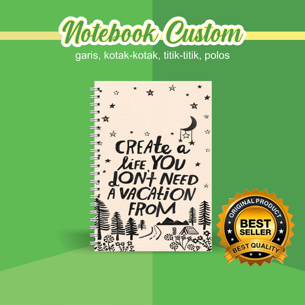 

NOTEBOOK A5 CUSTOM CATATAN/JURNAL BOOKPAPER GRID/KOTAK2#DOTTED/TITIK2#BLANK/POLOS