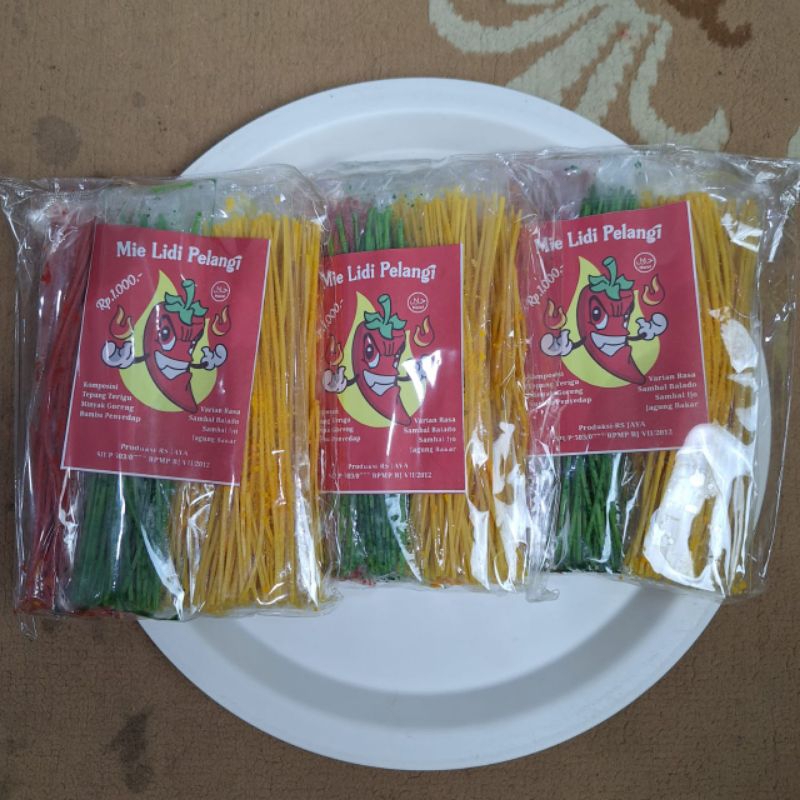 

Mie Lidi Pelangi / Biting / Nyenyerean / Lidi Lidian Snack Makanan Ringan Jadul 1 pack isi 10