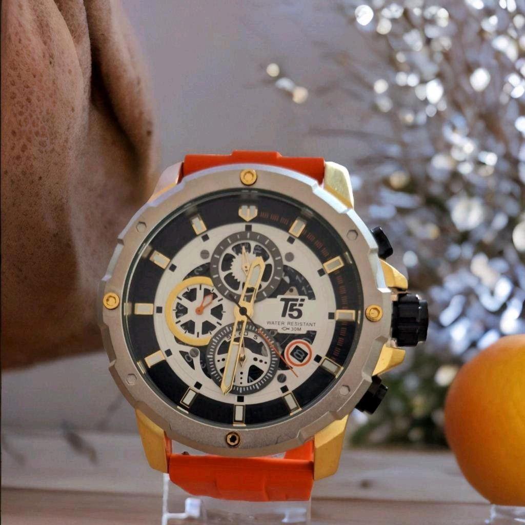 JAM TANGAN PRIA T5 H 3939G Original Analog Tahan air