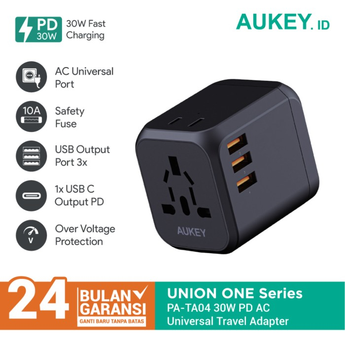 Universal Adapter AUKEY With USB A & USB C PD 30W NEW Aukey Charger Iphone Samsung  60W PD & Dynamic