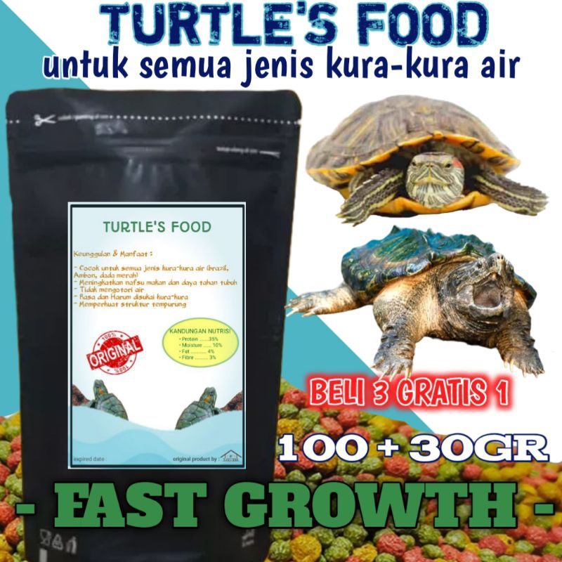 [BELI 3 GRATIS 1] 100+30GR MAKANAN KURA KURA AIR BRAZIL RES AMBON CST PELET KURAKURA AIR TURTLE FOOD