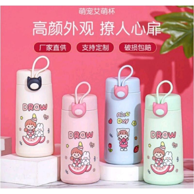 Botol Minum Kaca / Termos Kaca Karakter + Kotak