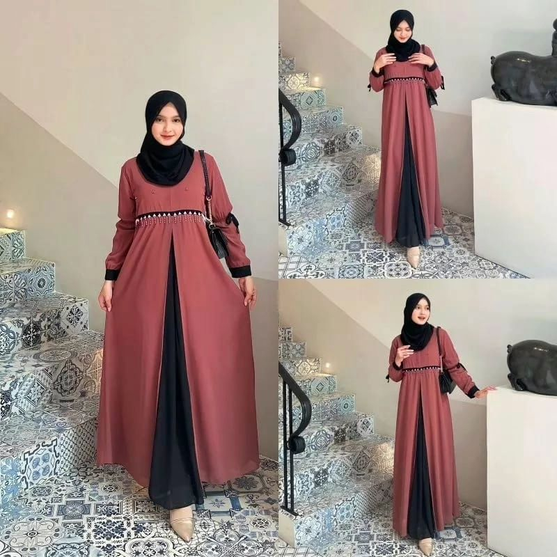 Dress muslim Perempuan Kalana Gamis Remaja baju kondangan matt cerruty aplikasi mutiara