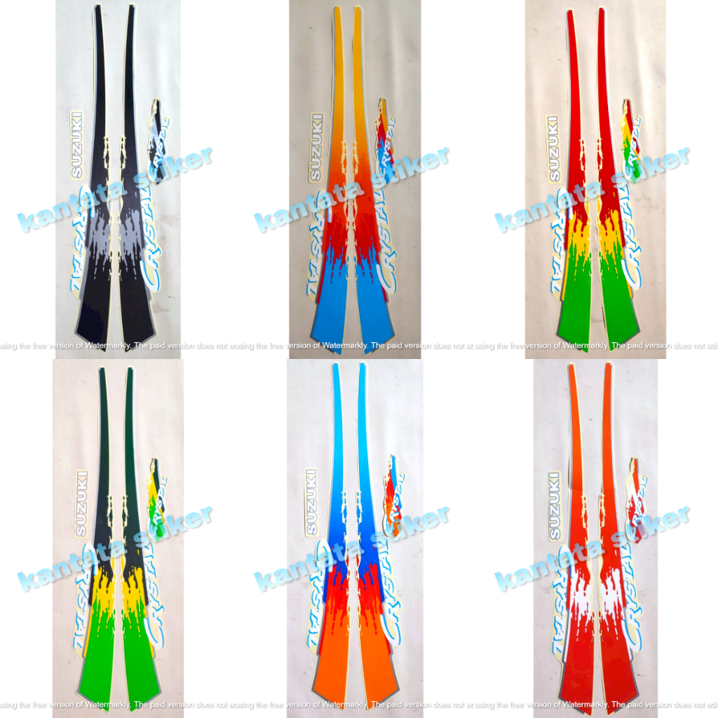 STIKER STRIPING LIS BODY STANDAR MOTOR SUZUKI CRYSTAL TUNE 1992 SEPASANG FULL SET