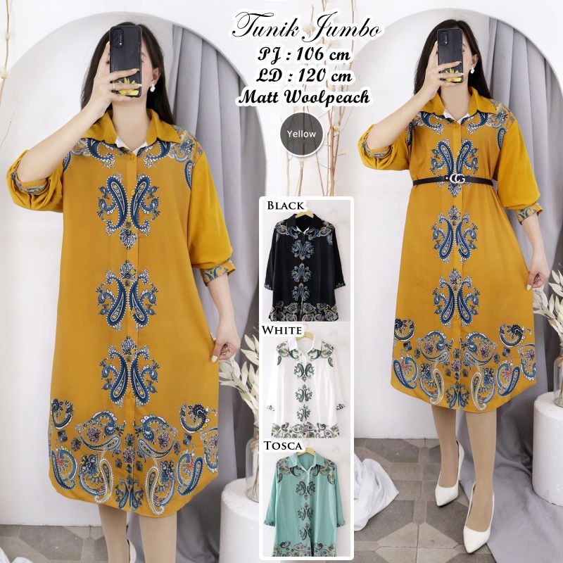kemeja Tunik Jumbo Woolpeach Import
