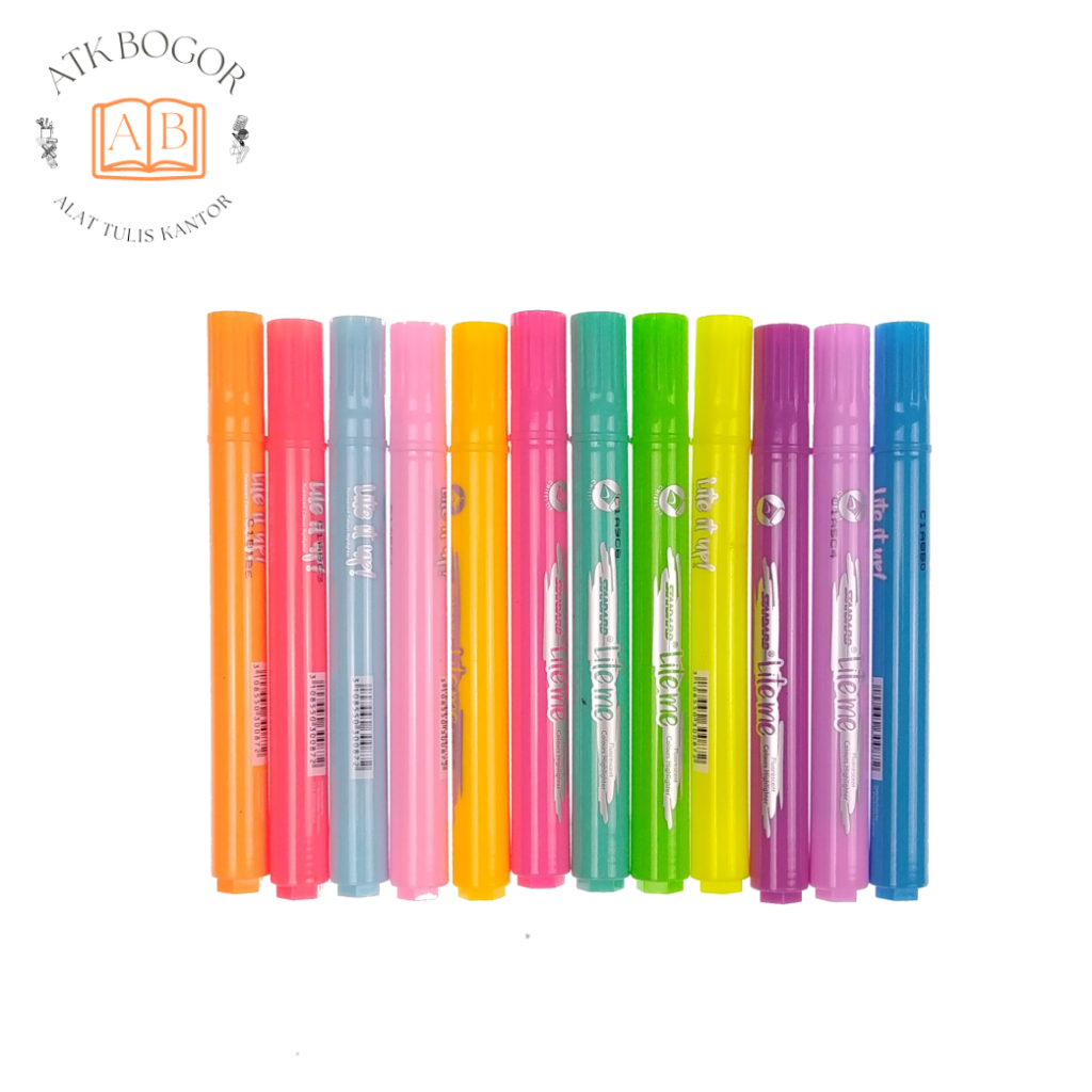 

Standard Lite Me Jumbo Fluorescent Colors Highlighter Pen Biru Muda / Biru Tua / Gold / Hijau / Kuning / Merah / Orange / Pink / Pink Tua / Tosca / Ungu / Ungu Muda