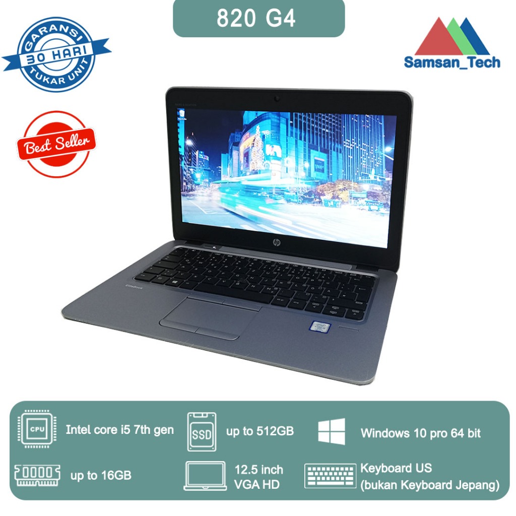 Laptop HP Elitebook 820 G4 i7 gen7 RAM 16 SSD 256GB 12,5inch Slim