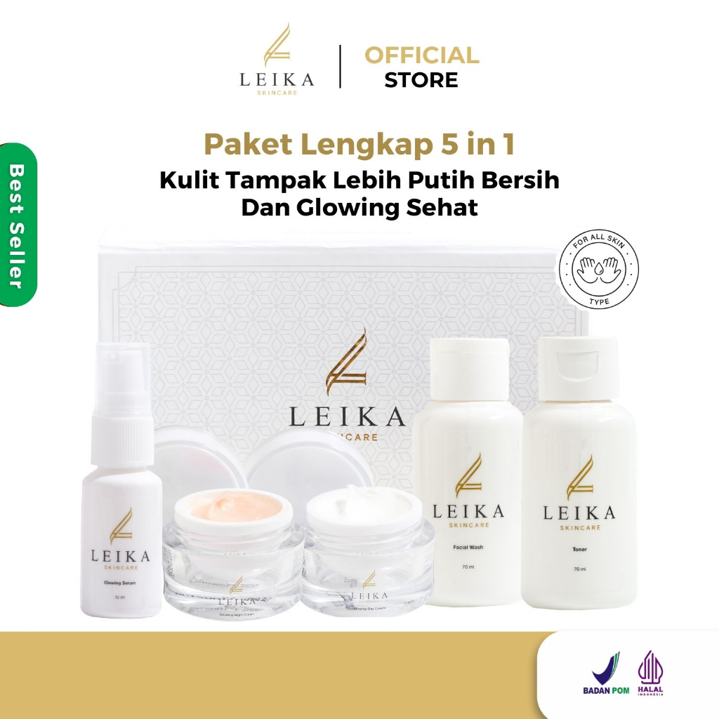 Leika Skincare Paket 5 in1 BPOM Paket Skincare Untuk Noda Bintik Hitam Krim Serum untuk Dark Spot Fl