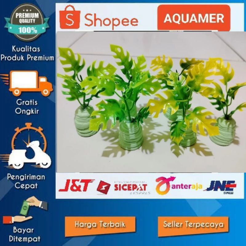 tanaman plastik akuarium janda bolong hiasan akuarium 10 cm