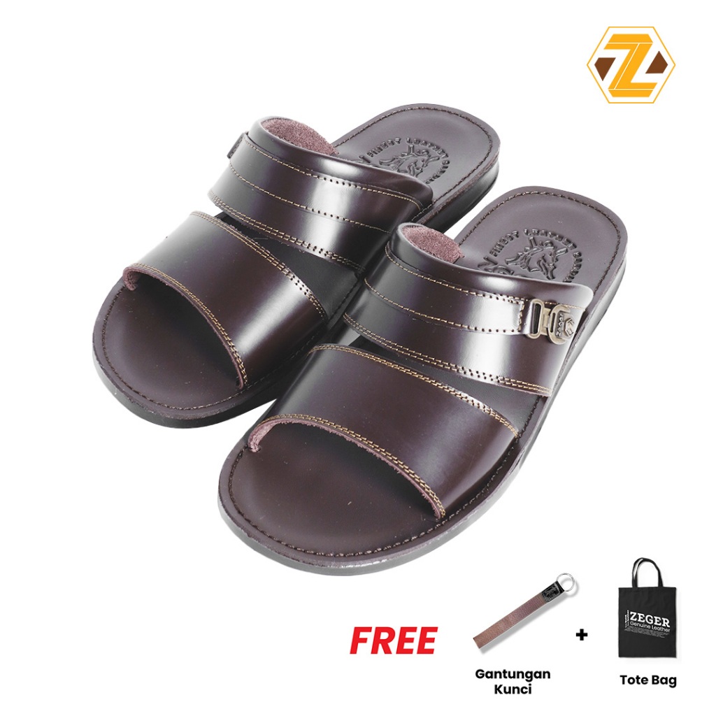 ZEGER Sandal Kulit Pria Selop Ban Dua  - TM 406