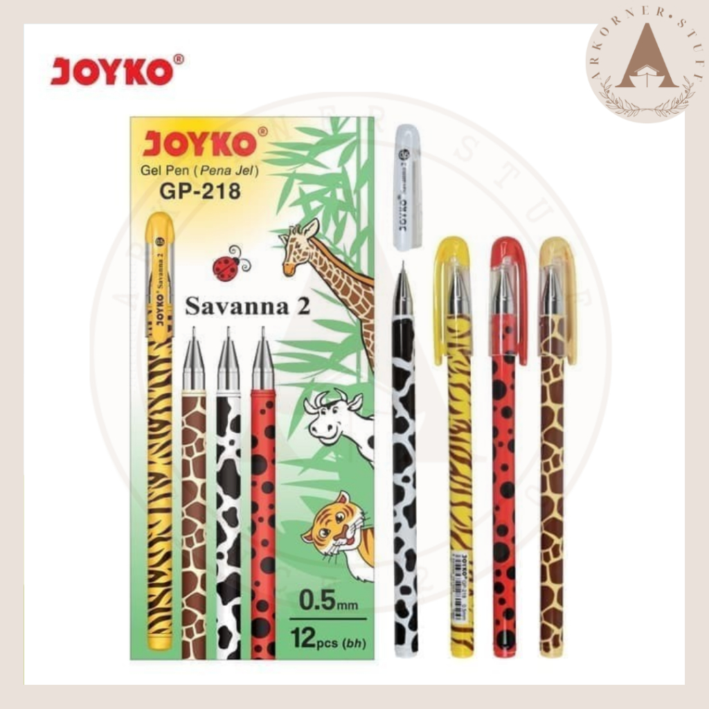 

Joyko Gel Pen Savana 0.5 mm GP-218 Pulpen Hitam Corak Hewan