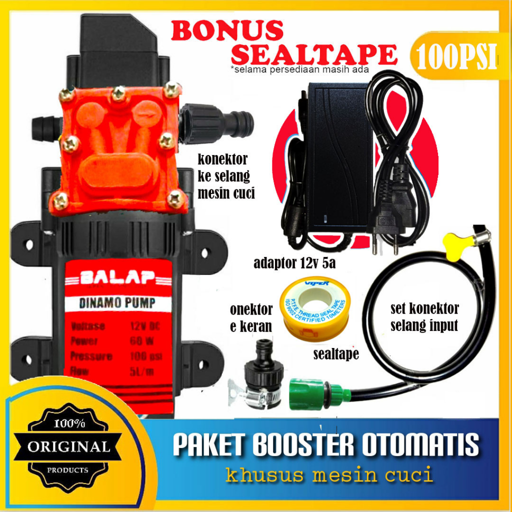 Paket Pompa Booster Khusus Mesin Cuci - Balap Pump 100PSI Otomatis On Off