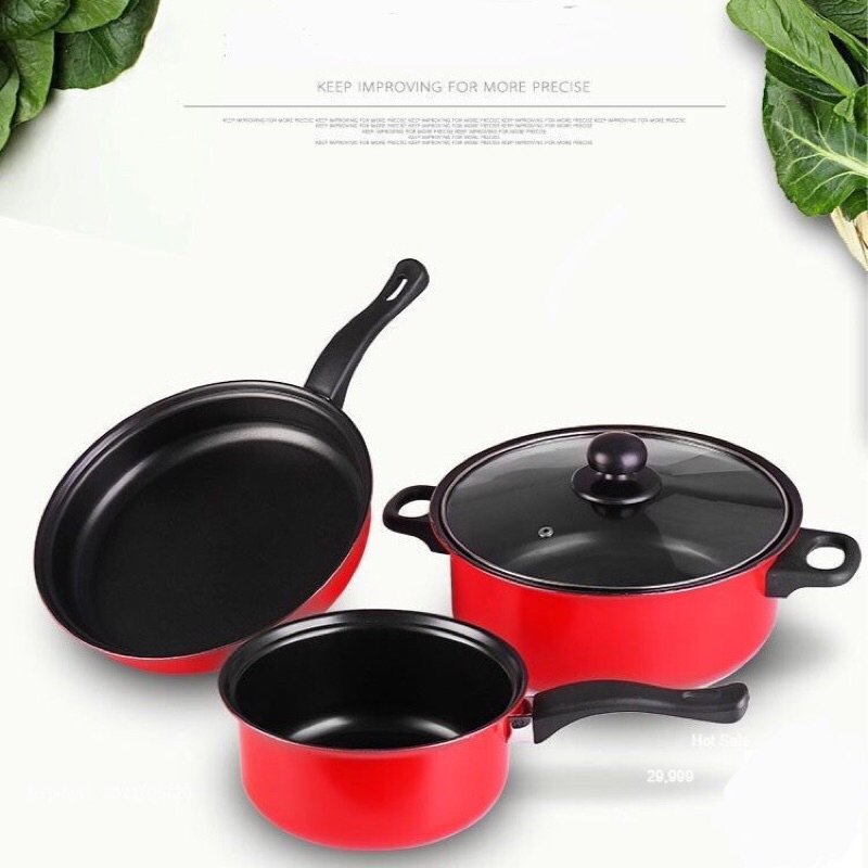 Panci Set 3pcs / Teflon serbaguna Import