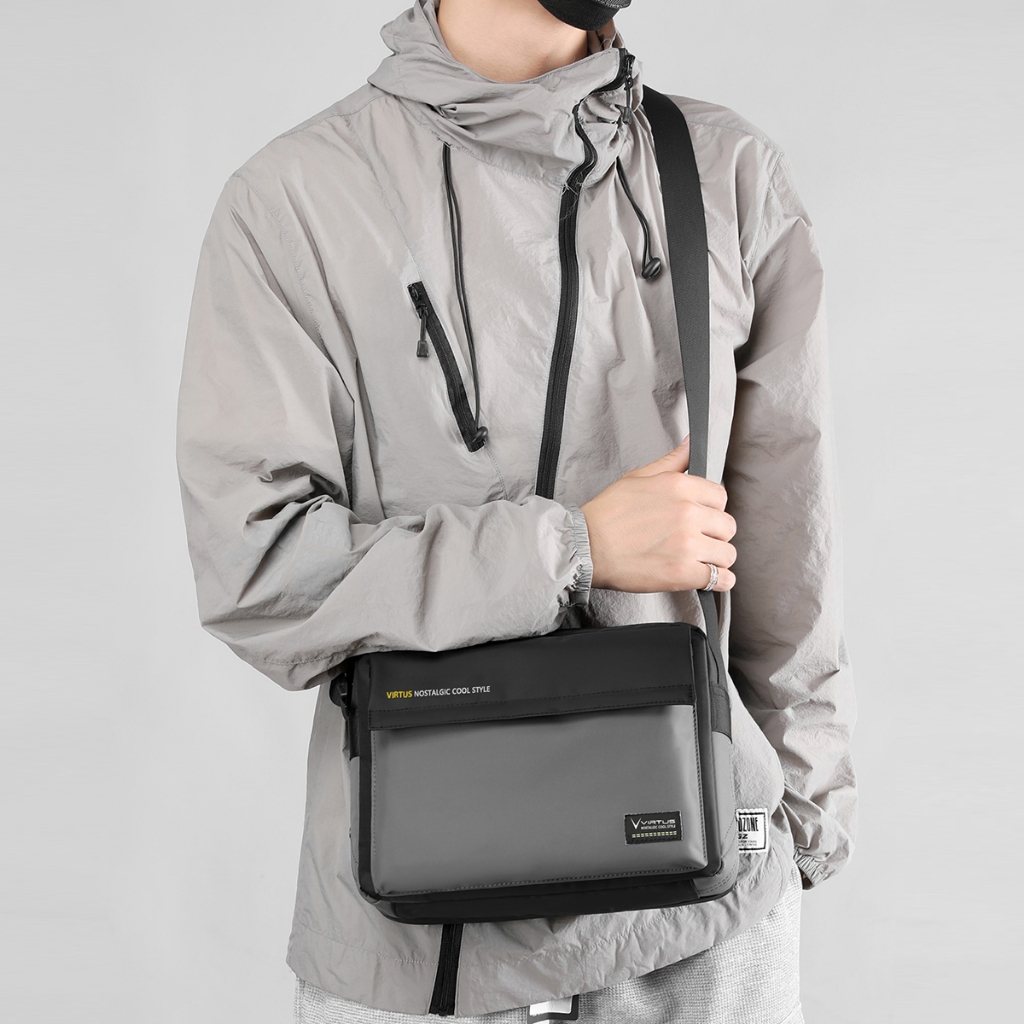 VIRTUS-BB-5830 Tas Slempang Pria Terbaru Kekinian Tas Cowok Slot Tablet Tas Simpel Ootd Kuliah Kerja