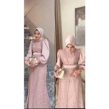 Siena Long Dress Ceruti Baju Kondangan Gratis Ikat Pinggang Swaroski Gamis Pesta Busui Friendly Gaun