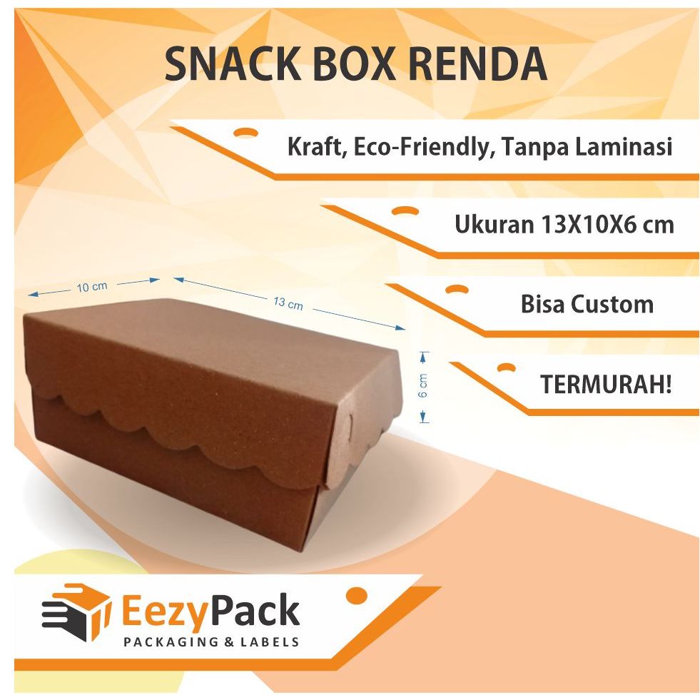 

(ISI 25)Snack Box Renda Kertas Coklat/ Dos kemasan Snack/ Box Snack/ 13x10x6