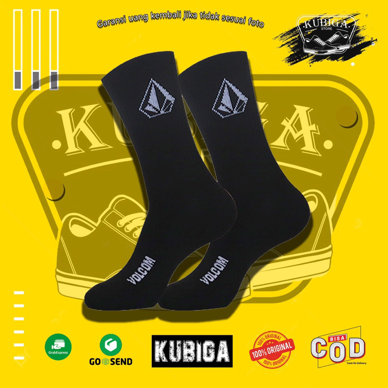 Kaos Kaki Oldschool Hitam Motif Volcom