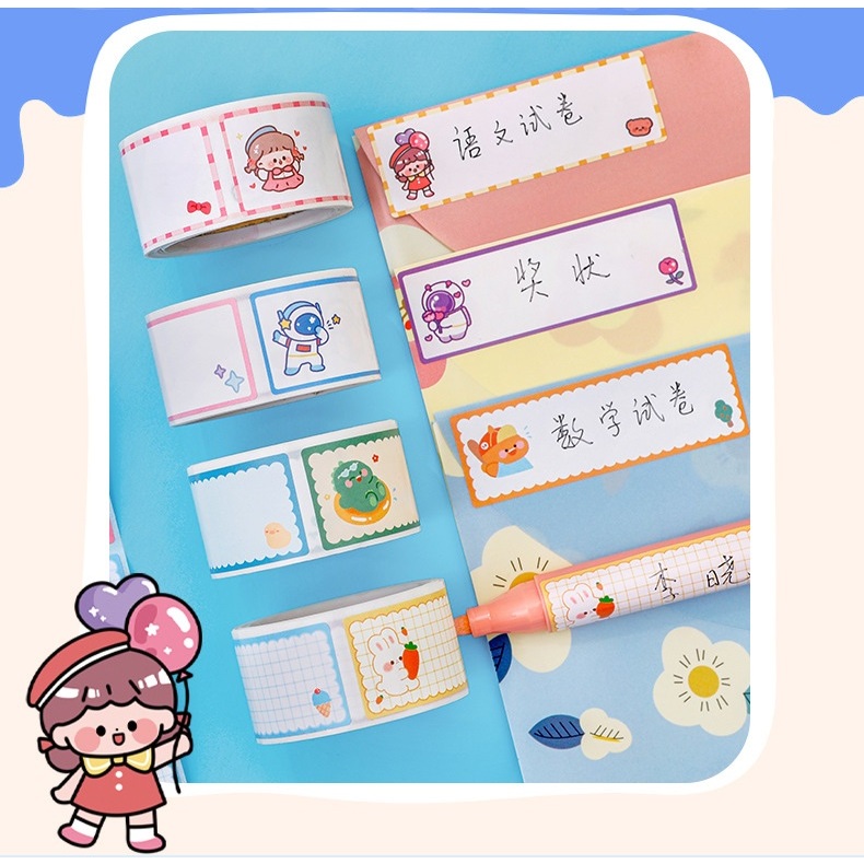 

batamall - Stiker Label Kertas Tulis Nama Motif Karakter Kartun Lucu 60 Lembar #ST070 / Washi Tape Label / Penanda Multi Fungsi Praktis / Memo Notes Serba Guna DT0022