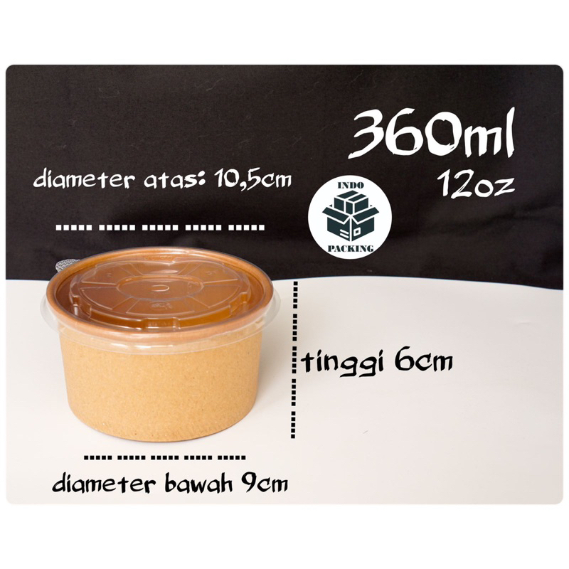 (isi 25) Paper bowl Kraft 360ml 360 ml 12 Oz 12oz  / Mangkuk Kertas / Paper Cup / Kotak Rice bowl