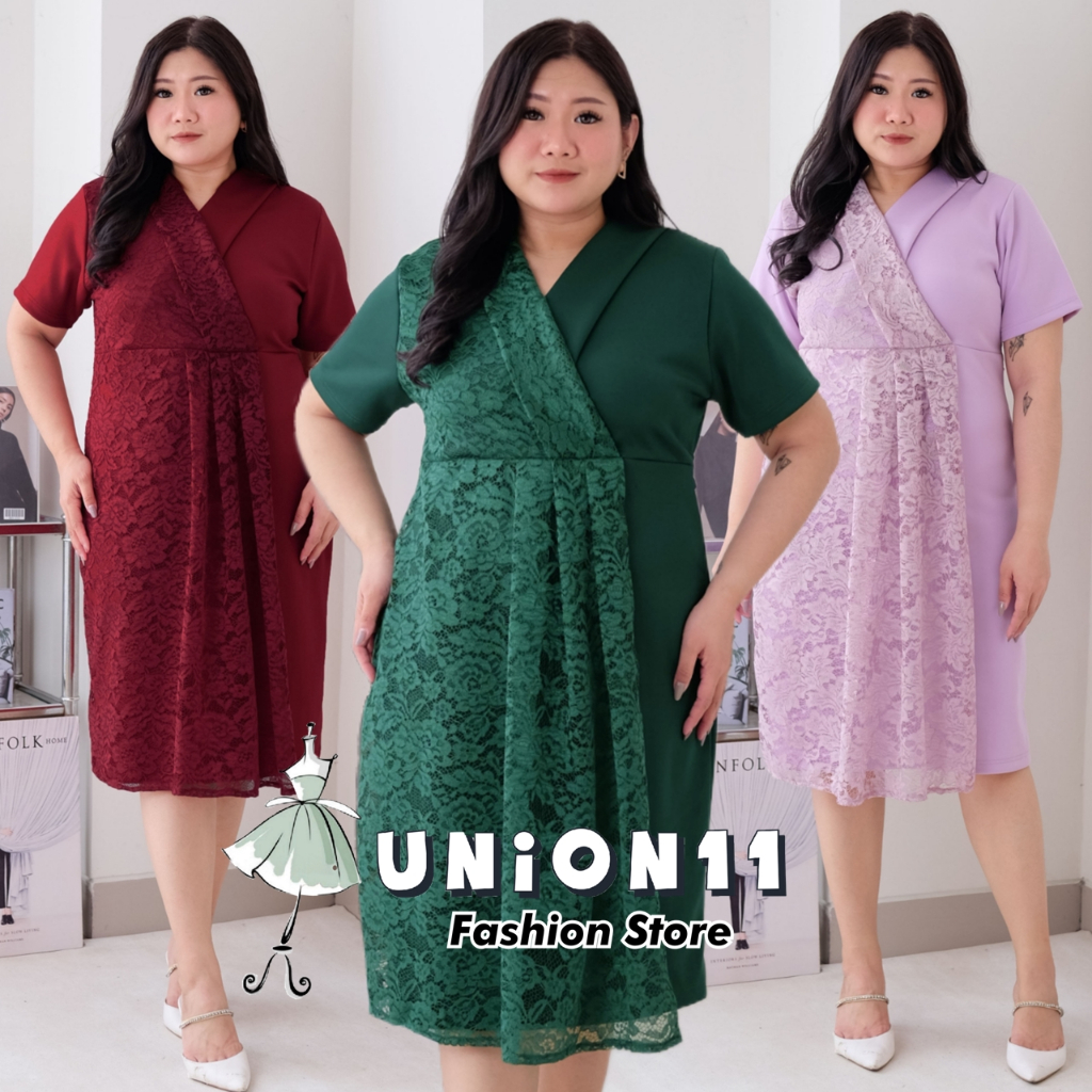 UNION11 - DRESS JUMBO WANITA LD 120 / BAJU JUMBO WANITA / DRESS SCUBA JUMBO / DRESS BRUKAT BIGSIZE A
