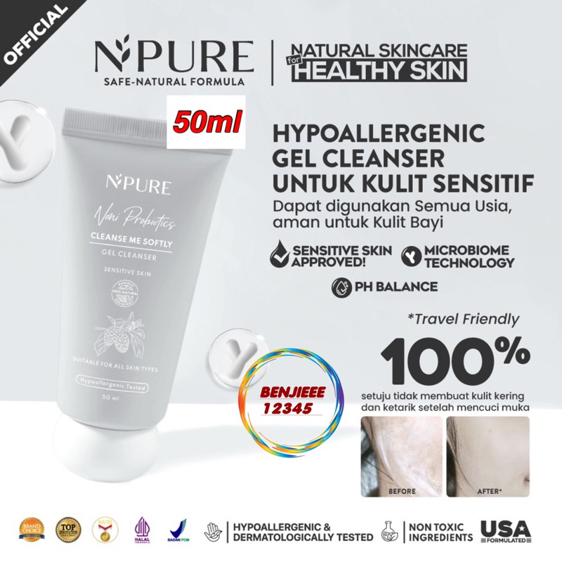 Npure Probio CLEANSER 50ml MINI TRAVEL SIZE cleanse me softly gel cleanser Noni Probiotics sabun cuci muka 50ml N’pure N pure NPURE ori bpom facial wash face wash probiotics